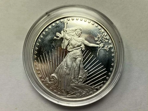 St Gaudens Design Silvertowne Mint Bullion .999 Silver One Ounce Art Round Coin