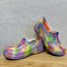 CROCS Neria Pro II Slip Resistant Nursing Work Clog White Multi Tie Dye Size 6