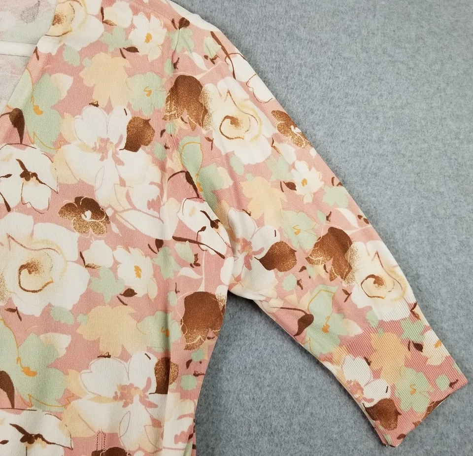 GEORGE Cardigan Sweater Womens XL 16 18 Floral ¾ Sleeve V Neck Button Up Stretch - Image 4 of 4