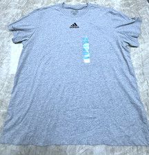 Adidas Gray Solid Logo T-Shirt XL Short Sleeve Crew Neck Cotton Knit