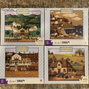Lot 4 CHARLES WYSOCKI Americana Jigsaw Puzzles 1000 Pc MB Hasbro used complete