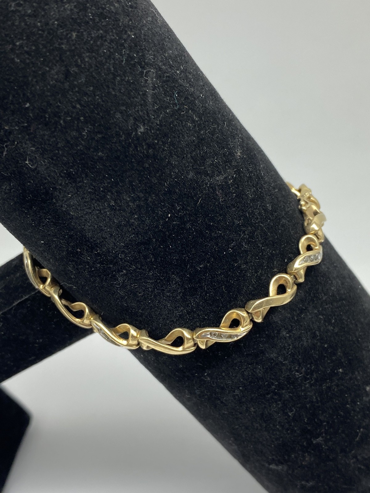 Solid 10k Yellow Gold Diamond Infinity Bracelet 1… - image 3