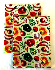 NEW Handmade 100 COTTON Kitchen DISH CLOTH TOWELS 30" X 20" SET of 2 VEGGIES