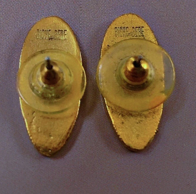 Vintage boucles d'oreilles Biche de bere Paris 1990 FRENCH COUTURE EARRINGS - Photo 3/3