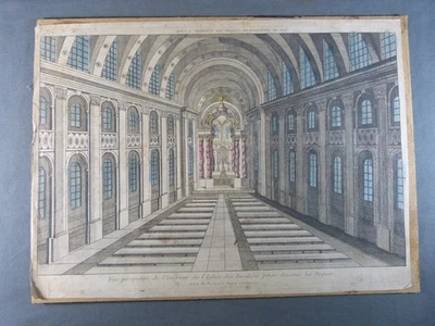 Vue d'optique Originale du 18e: Intérieur de l'église des Invalides, chez Basset - Photo 1/4