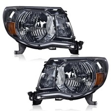 Front Headlights Assembly for Toyota Tacoma 2005-2011 Smoky Lens Chrome Housing