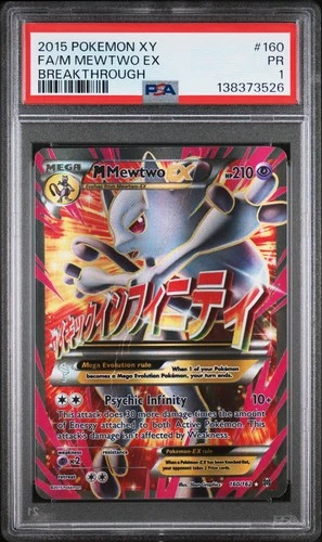 2015 POKEMON XY BREAKTHROUGH #160 FULL ART/M MEWTWO EX PSA 1