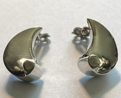 LosBallesteros 925 Sterling Modernist Earrings Clip Comma Half Moon Mexico TS-30