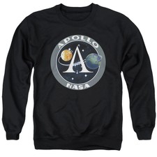 Nasa Apollo Mission Patch Mens Crewneck Sweatshirt Black Officially Licensed