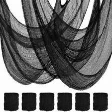 6-Pack Halloween Creepy Cloth - 30X72 Inch Black Halloween Gauze Spooky Fabric C