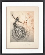 Salvador Dali : Women In The Waves Hand Signed Etching Hippies Surreal Ocean Art
