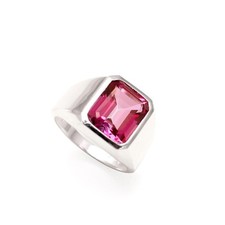 Natural Pink Topaz Octagon Shape Ring 925 Sterling Silver Anniversary Jewelry