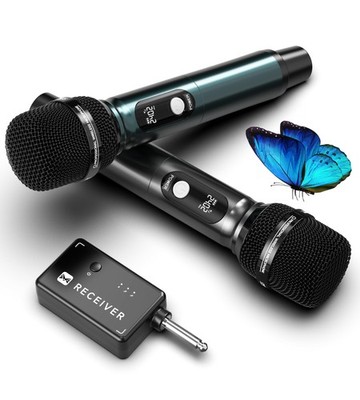 Wireless Microphones, Professional Dual Microphone 11*11*21cm, Grey