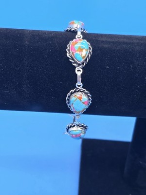 Bracelet New Colorful Jemstone Toggle 7.5in Silver Plated #0018