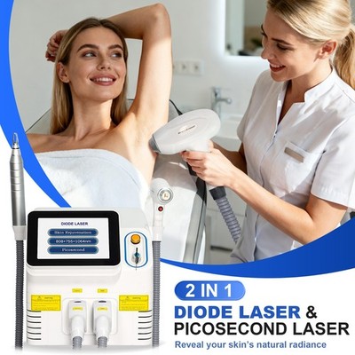2 in 1 Diode 808 Laser Hair Removal & Picosecond Laser Tattoo Removal Machine