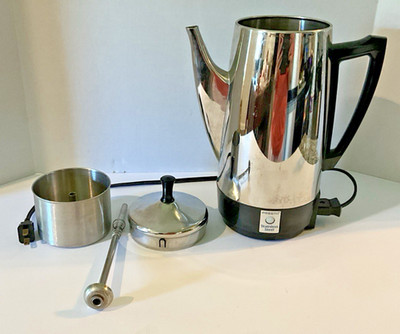 Vintage Chrome Presto 0281105 Electric Coffee Maker Pot Percolator Urn 12 Cup