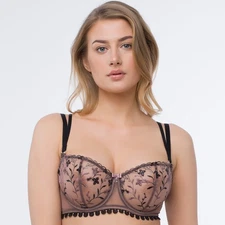 Samanta Antinea Transparent Embroidered Balconette Bra New Womens Lingerie A142