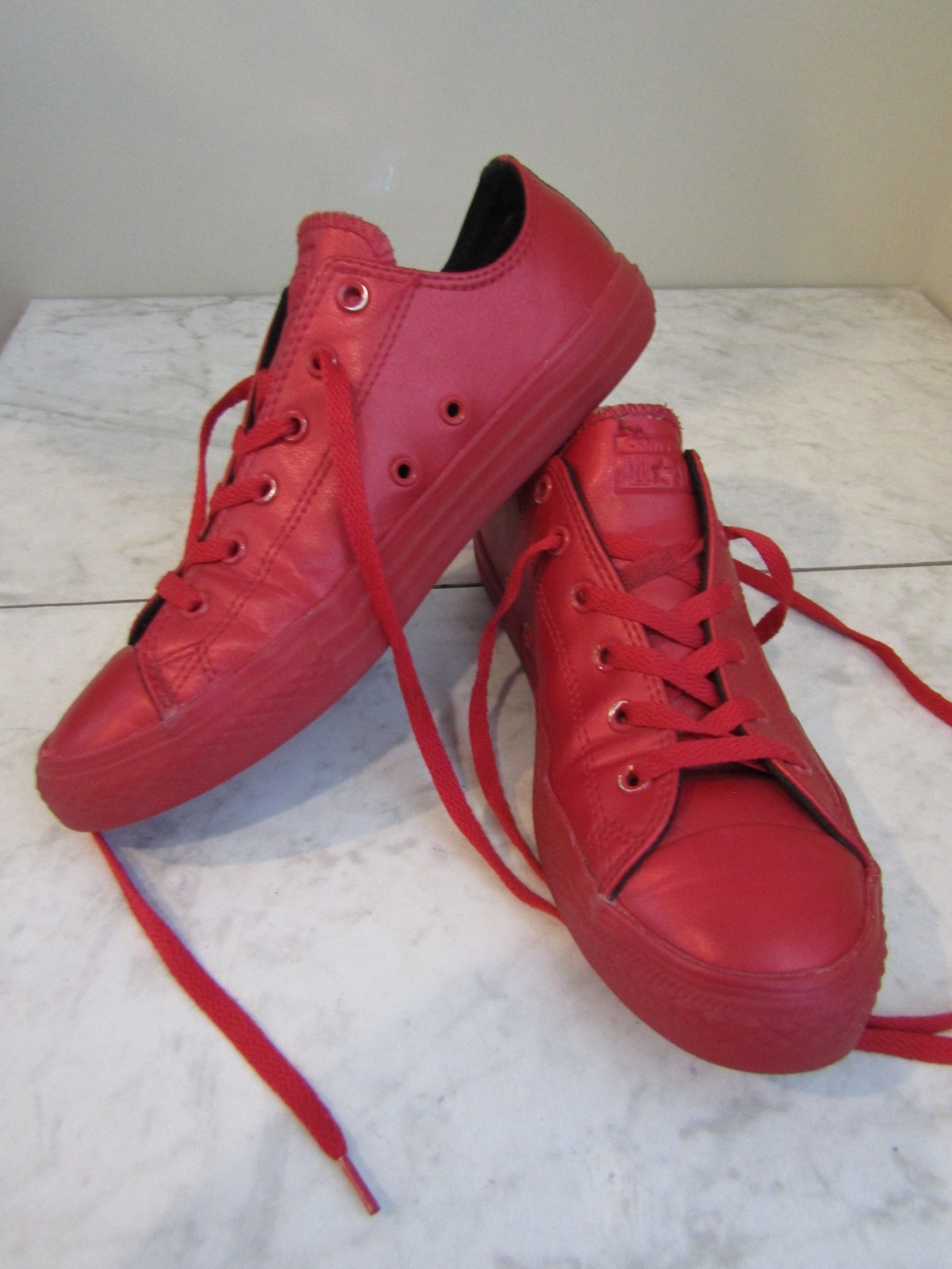 Converse All Star Red Faux Leather Lace Up Sneaker Shoes Men's 6 EU 38.5 thumbnail 3