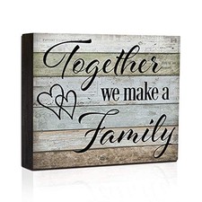 Box Sign Wood Block Sign Quote Sign - Together We Make A Family-Home Decor