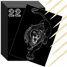 30Pcs Scratch Art Set for Kids  Adults, Black Coated Scratchboard with Woode...