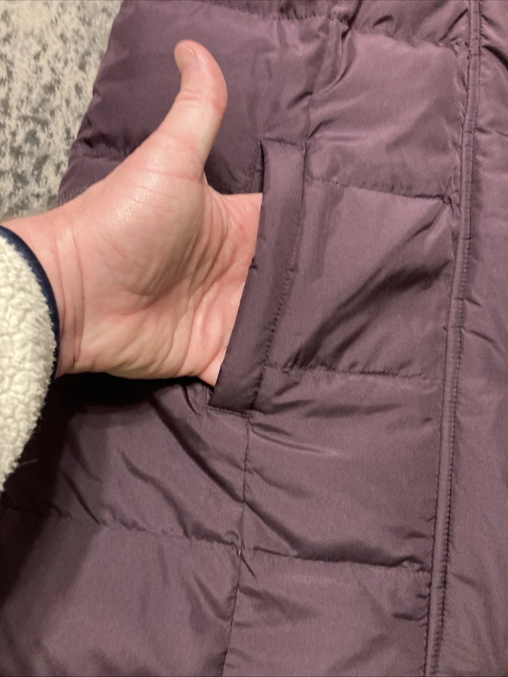 J. Jill Vest Women’s Purple Puffer Sleeveless Down Jacket Hooded XS Long - Image 2 of 4