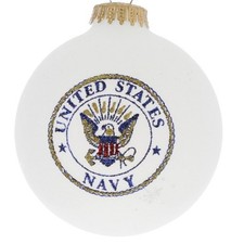 US Navy Christmas Tree Glass Ornament Decoration Made in USA United States Navy