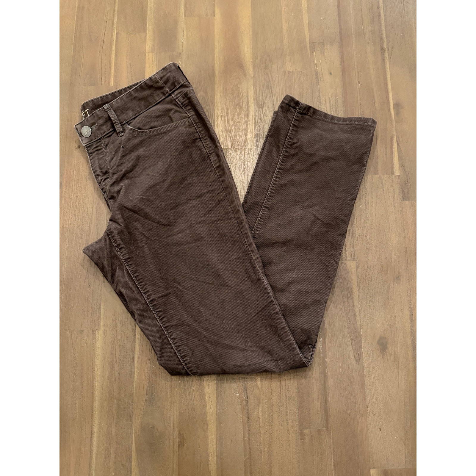 Ann Taylor LOFT Modern Straight Corduroy Pants Women Size 27/4 Brown Slim Fit