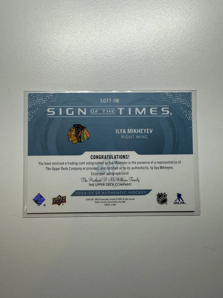 ILYA MIKHEYEV 2024-25 SP AUTHENTIC SIGN OF THE TIMES - Image 2 of 2