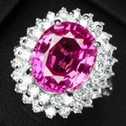 Opulent Magenta Pink Tourmaline Oval 7.75Ct 925 Sterling Silver White Gold Rings