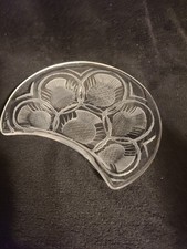 Vintage Lalique French Art Glass Crscent Salad Plate Frosted Thistles Chardon...