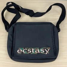 XTC Ecstasy Black Crossbody Shoulder Bag Travel Zip Embroidered Logo