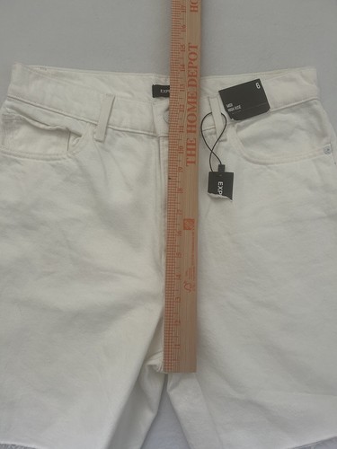 NWT Express Jean Shorts Womens Size 6 Midi High Rise Stretch White Denim Shorts - Picture 4 of 6