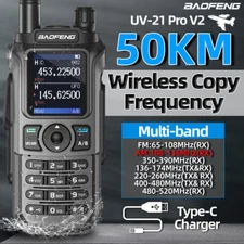 BaoFeng UV-21 Pro V2 Ham Radio Multi-Band Walkie Talkies Long Range NOAA Type-c