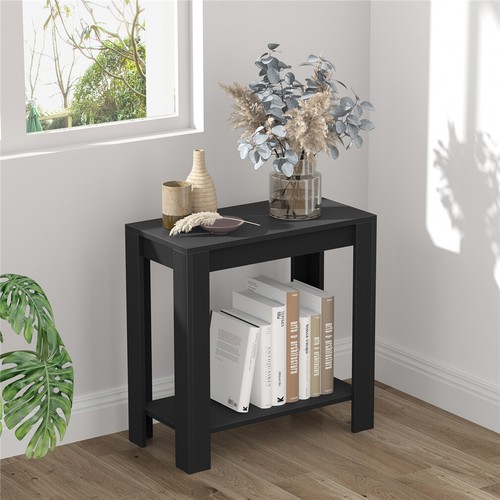 Black Thicken Wood Side Table Bedside Sofa End Table Living Room Display Table - Picture 5 of 12