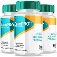 (3 Pack) CalmPro5 Calm Pro 5 Nerve Support Pills Calming Supplement 180 Capsules
