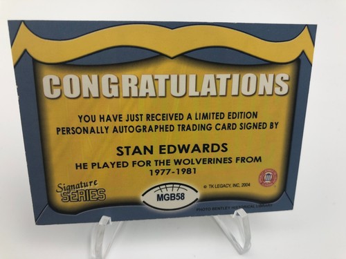 TK Legacy STAN EDWARDS AUTO Signed M GO BLUE MGB58 Card MICHIGAN WOLVERINES - Picture 8 of 10