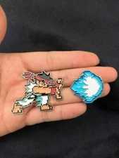 SET OF 2 Street Fighter Ryu Hadoken pixel Lapel Hat Pin Metal Badge Figure Game