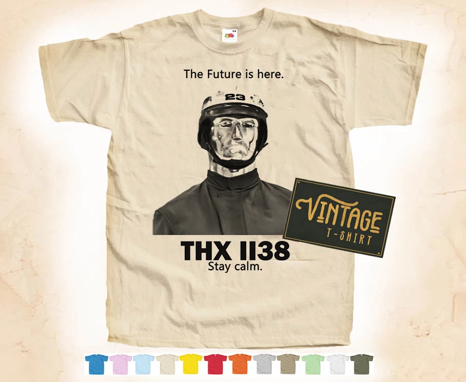 Black Print THX 1138 vol.2 T-SHIRT Tee Vintage Poster 12 Colors S-5XL
