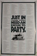 Just In Case You Need an Excuse To Party vintage Poster 22.25" x 34" NOS (b738)