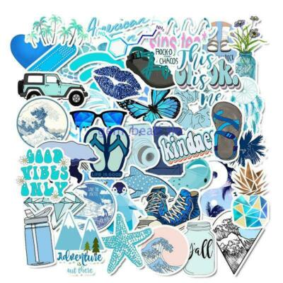 50 PCs Cute sticker VSCO Stickers for Hydro Flask labtop (Blue