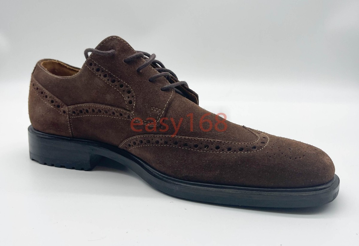 Cole Haan Men Wingtip Oxford Brown Suede Dress Shoes Red Trim C111169 Size 7M COLE HAAN Wingtip Oxford Brown Suede Men main image 2