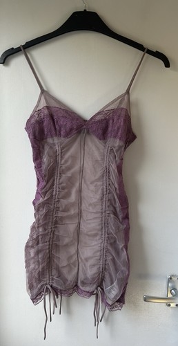 Urban Outfitters Purple Lilac Marina Sheer Ruched Mini Dress Size XS - Picture 14 of 16