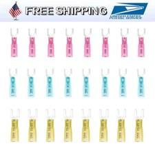 50-100pcs 22-10AWG Heat Shrink Fork Terminals Crimp Insulated Wire Connectors