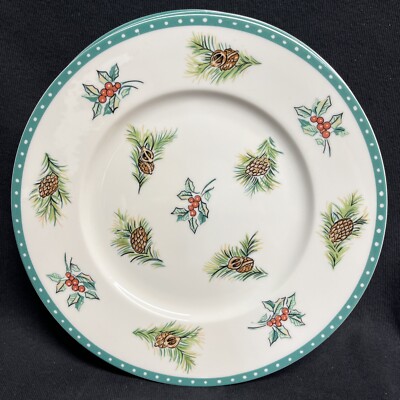 Mikasa Christmas Wish 4 Salad Plates Ultima Holly Berry Pinecone
