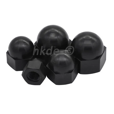 GOOBETTER FASTENER Tuerca de sombrero de plástico negro nylon DIN 1587 M3 M4 M5 M6 M8 M10 M12 M14 M16M18M20