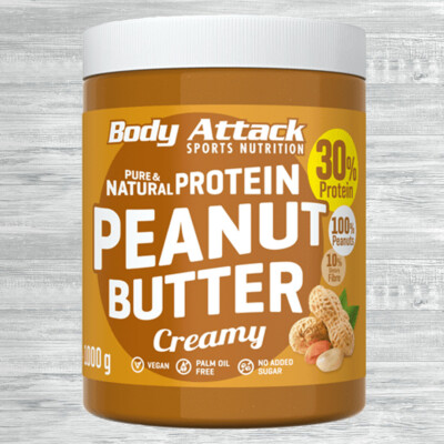 Body Attack Peanut Butter 1000g Erdnussbutter Vegan Glutenfrei