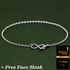 Sterling Silver 7.5” Infinity T Bar Bracelet on 1.9mm Rolo Chain- Face Mask