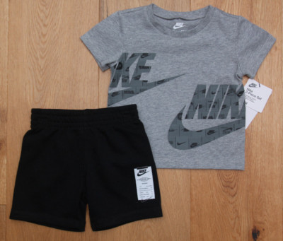 Nike Baby Boy T-Shirt & Shorts Set ~ Gray, Black & White ~