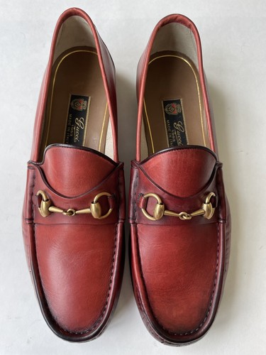GUCCI 1953 Gold Horsebit Mahogany Brown 