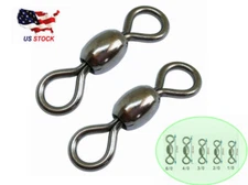 50/100PCs Crane Barrel Swivels Matte Black Swivel Hook Connector Size 1/0#-6/0#